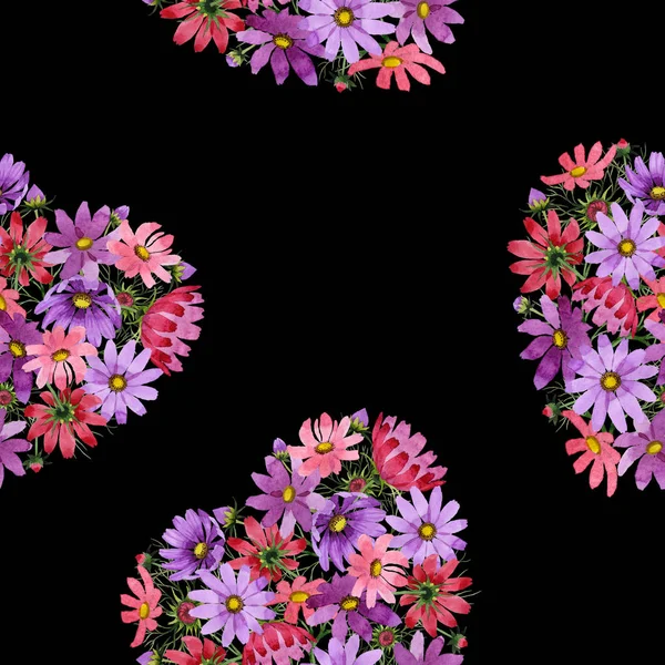 Flor silvestre patrón de flores kosmeya en un estilo de acuarela aislado . —  Fotos de Stock