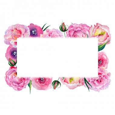 Kır çiçeği gül çiçek bir suluboya stil çerçevesi içinde.