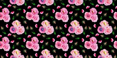 Kır çiçeği gül desen çiçek bir suluboya tarzı desen.