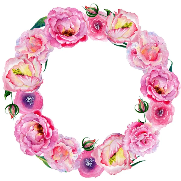 Wildflower rose flower  in a watercolor style wreath. — Stock Photo, Image