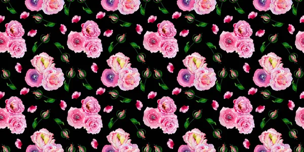 Flor silvestre rosa patrón de flor en un patrón de estilo acuarela . —  Fotos de Stock