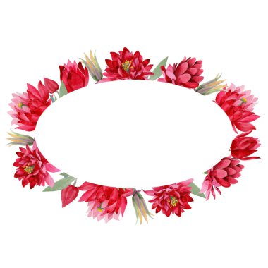 Kır çiçeği Aquilegia çiçek suluboya stil çelenk içinde.