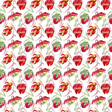 Kır çiçeği Sarracenia çiçek bir suluboya tarzı desen.