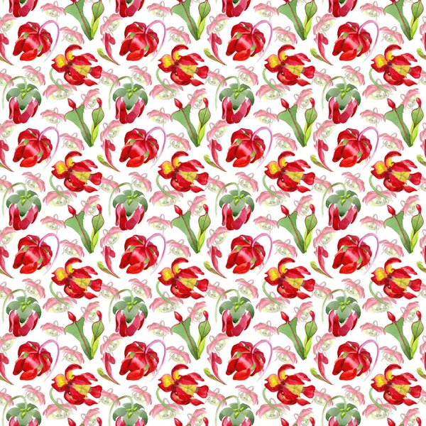 Wildflower Sarracenia blomma i akvarell stil mönster. — Stockfoto