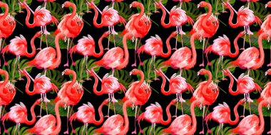 Gökyüzü kuş flamingo desende bir yaban hayatı suluboya stili tarafından.