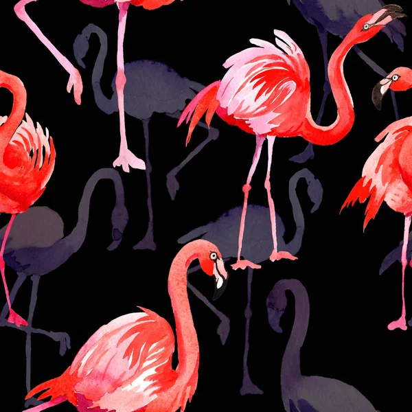 Niebo ptak flamingo wzór w dzikich przez stylu przypominającym akwarele. — Zdjęcie stockowe