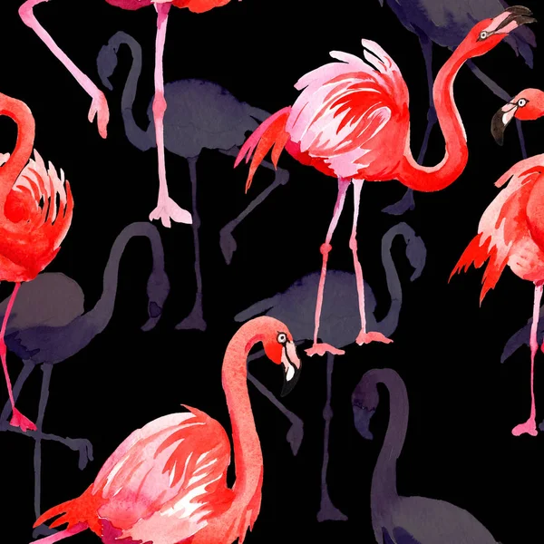 Gökyüzü kuş flamingo desende bir yaban hayatı suluboya stili tarafından.