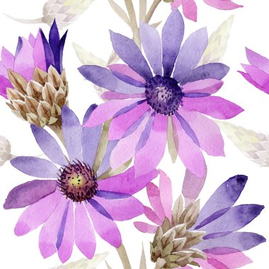 Kır çiçeği rengi bozulmayan çiçek çiçek deseni suluboya tarzında.