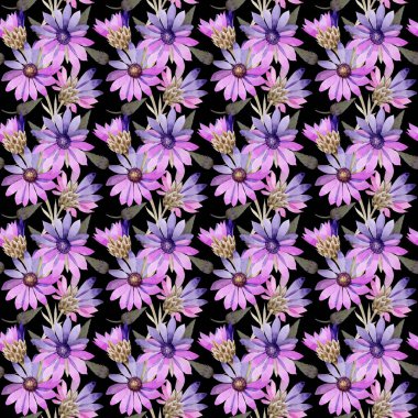 Kır çiçeği rengi bozulmayan çiçek çiçek deseni suluboya tarzında.