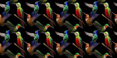 Gökyüzü kuş colibri desende bir yaban hayatı suluboya stili tarafından.