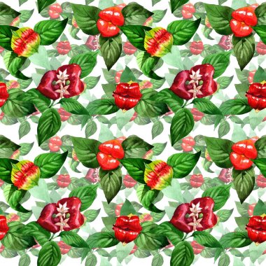 Kır çiçeği psychotria elata çiçek deseni suluboya tarzında.