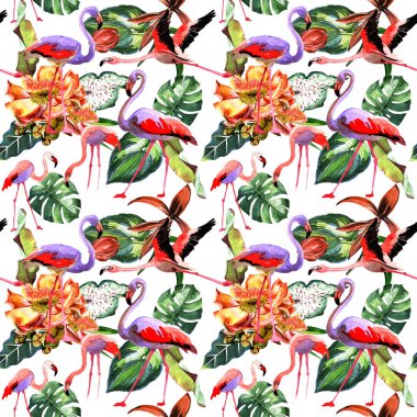 Tropikal Hawaii palmiye ağacı desen bir suluboya tarzında bırakır..