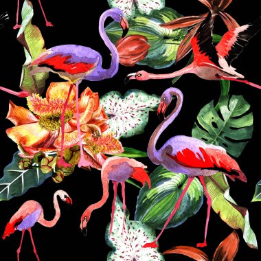 Tropikal Hawaii palmiye ağacı desen bir suluboya tarzında bırakır..