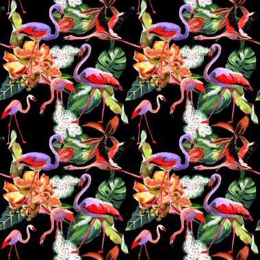 Tropikal Hawaii palmiye ağacı desen bir suluboya tarzında bırakır..