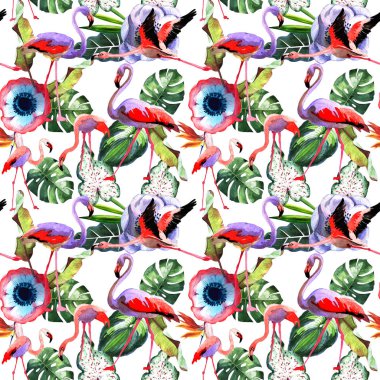 Tropikal Hawaii palmiye ağacı desen bir suluboya tarzında bırakır..