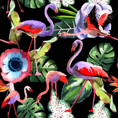 Tropikal Hawaii palmiye ağacı desen bir suluboya tarzında bırakır..