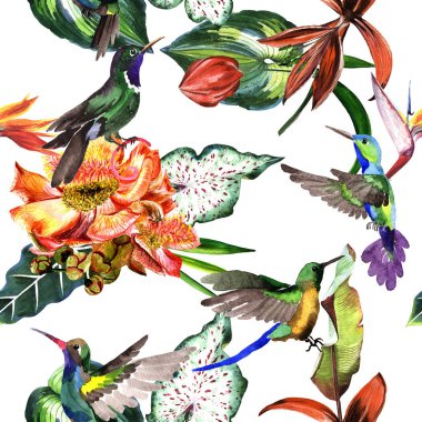 Tropikal Hawaii palmiye ağacı desen bir suluboya tarzında bırakır..