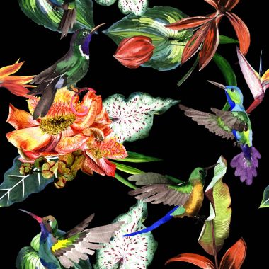 Tropikal Hawaii palmiye ağacı desen bir suluboya tarzında bırakır..