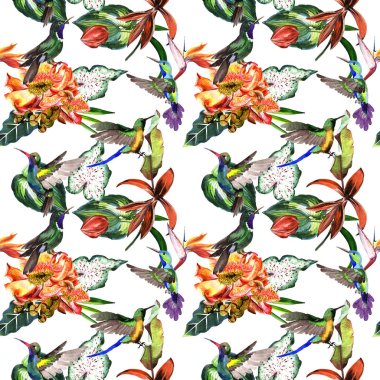 Tropikal Hawaii palmiye ağacı desen bir suluboya tarzında bırakır..