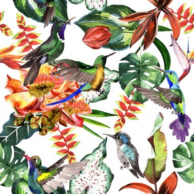 Tropikal Hawaii palmiye ağacı desen bir suluboya tarzında bırakır..