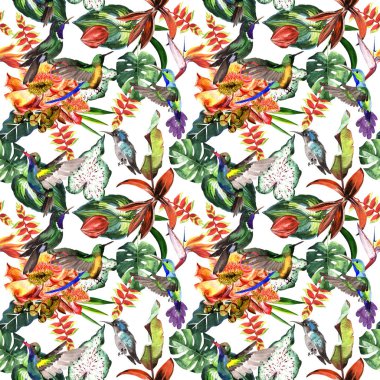 Tropikal Hawaii palmiye ağacı desen bir suluboya tarzında bırakır..