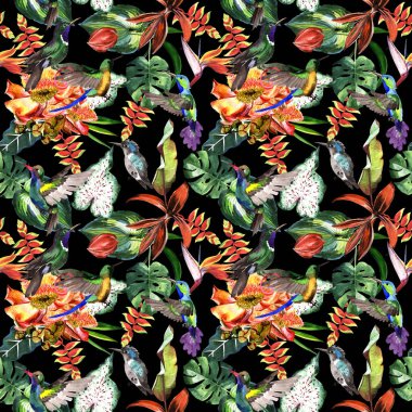 Tropikal Hawaii palmiye ağacı desen bir suluboya tarzında bırakır..