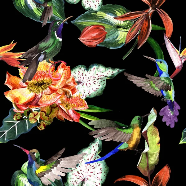 Tropikal Hawaii palmiye ağacı desen bir suluboya tarzında bırakır..