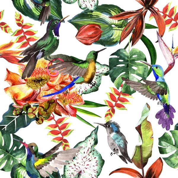 Tropikal Hawaii palmiye ağacı desen bir suluboya tarzında bırakır..