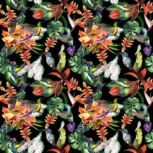 Tropikal Hawaii palmiye ağacı desen bir suluboya tarzında bırakır..