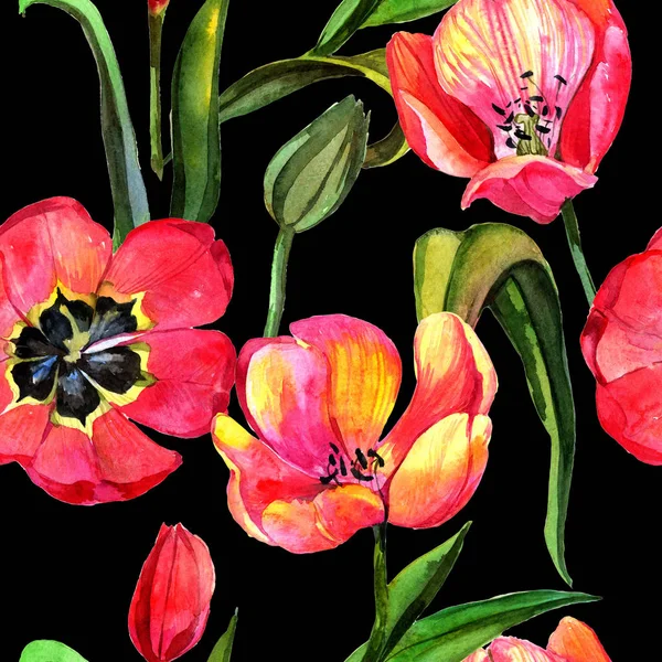 Kır çiçeği Lale çiçek deseni suluboya tarzında.