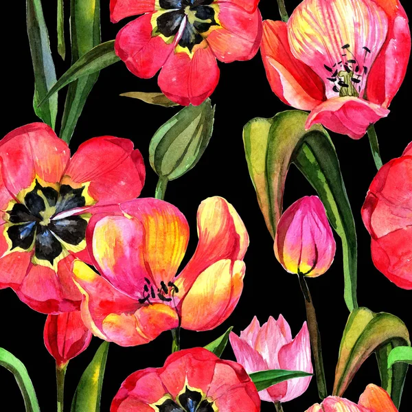 Kır çiçeği Lale çiçek deseni suluboya tarzında.