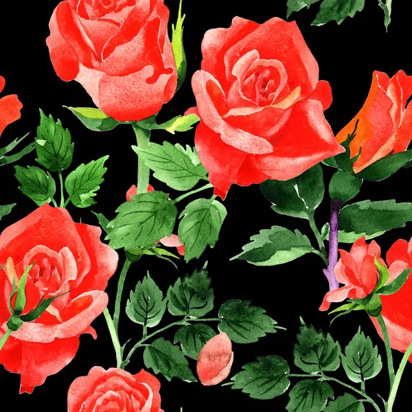 野花玫瑰花朵图案以水彩风格. — 图库照片