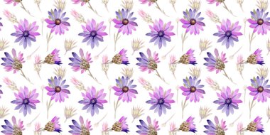 Kır çiçeği rengi bozulmayan çiçek çiçek deseni suluboya tarzında.