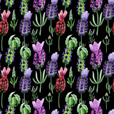 Kır çiçeği lavanta çiçek deseni suluboya tarzında.