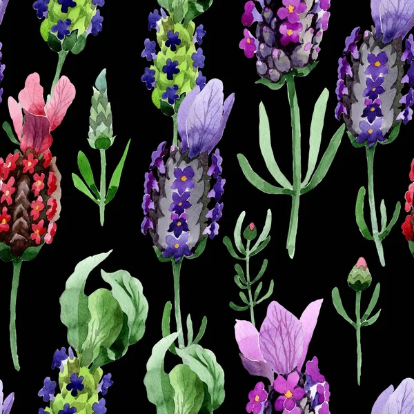 Kır çiçeği lavanta çiçek deseni suluboya tarzında.