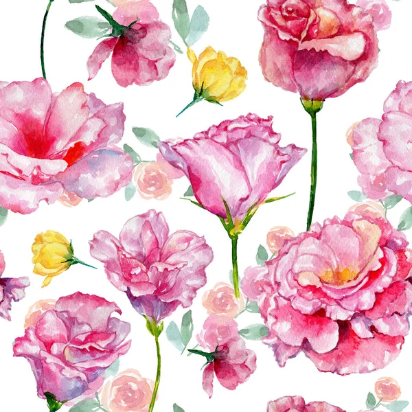 Wildblumen Rosen Blumenmuster in einem Aquarell-Stil. — Stockfoto