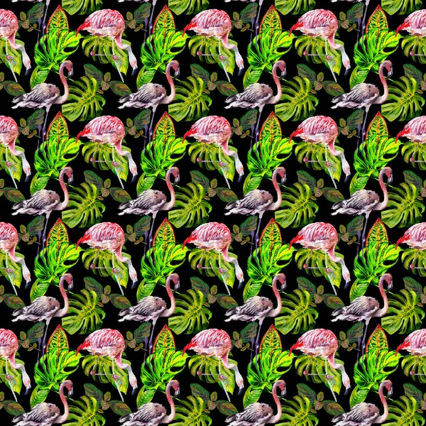 Ουρανό πουλί φλαμίνγκο μοτίβο σε μια άγρια φύση με στυλ υδροχρώματος. — Φωτογραφία Αρχείου