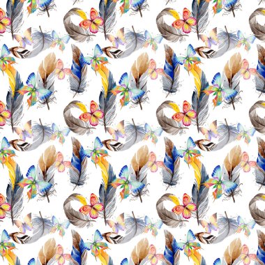 Suluboya kuş tüyü kanat desen üzerinden.