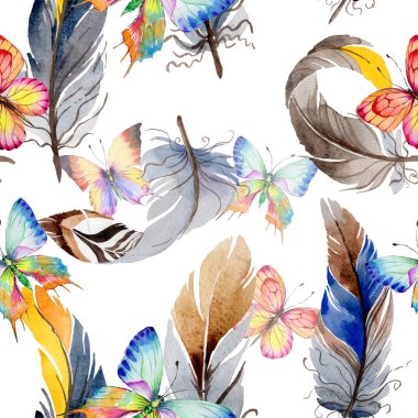 Suluboya kuş tüyü kanat desen üzerinden.