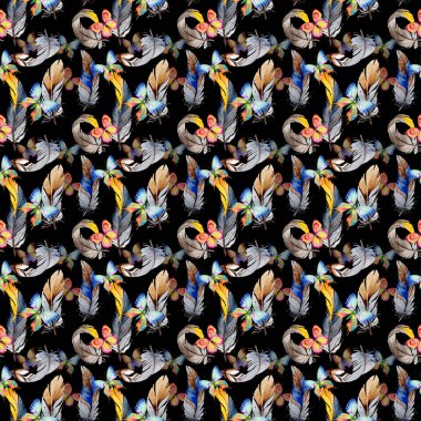 Suluboya kuş tüyü kanat desen üzerinden.