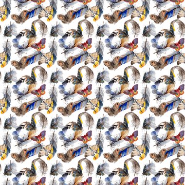 Suluboya kuş tüyü kanat desen üzerinden.