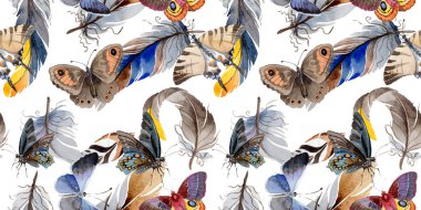 Suluboya kuş tüyü kanat desen üzerinden.