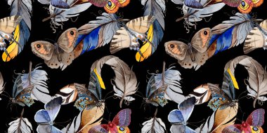 Suluboya kuş tüyü kanat desen üzerinden.