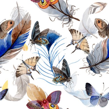 Suluboya kuş tüyü kanat desen üzerinden.