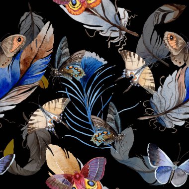 Suluboya kuş tüyü kanat desen üzerinden.