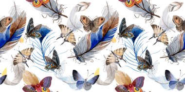 Suluboya kuş tüyü kanat desen üzerinden.