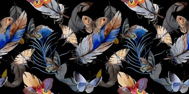 Suluboya kuş tüyü kanat desen üzerinden.