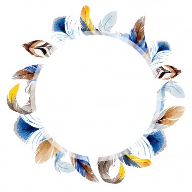 Suluboya kuş tüyü kanat çerçeveden.