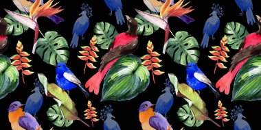 Gökyüzü cennet kuşları desende bir yaban hayatı suluboya stili tarafından.