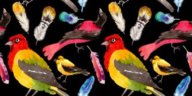 Gökyüzü cennet kuşları desende bir yaban hayatı suluboya stili tarafından.